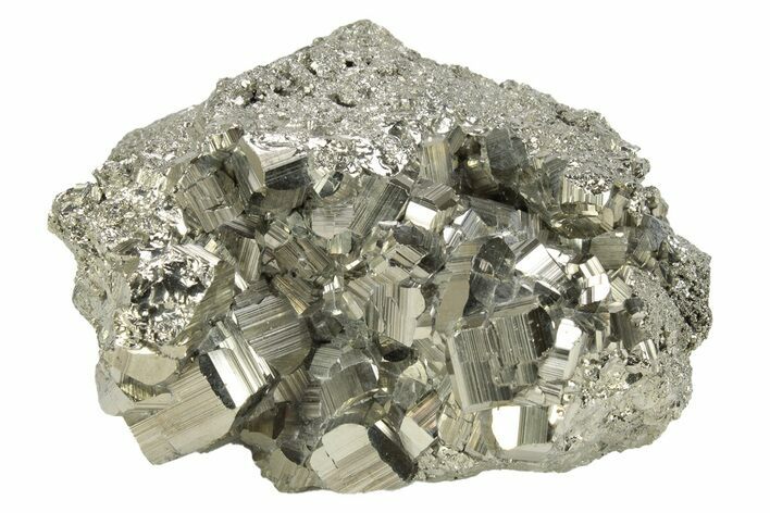 Gleaming, Striated Pyrite Crystal Cluster - Peru #231507